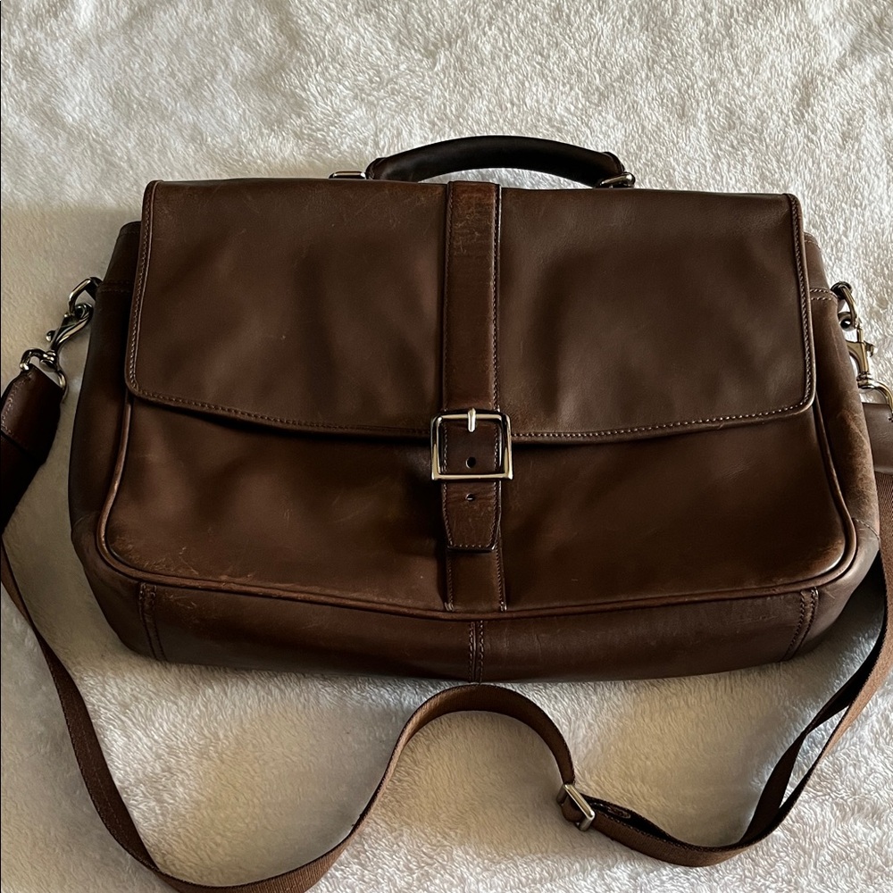 Coach Dark Brown Leather Messenger Bag